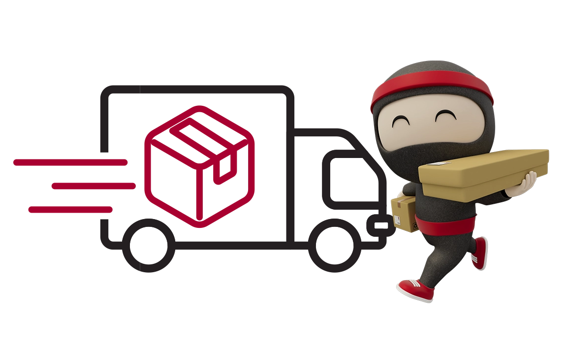 Ryo carrying box with truck background icon