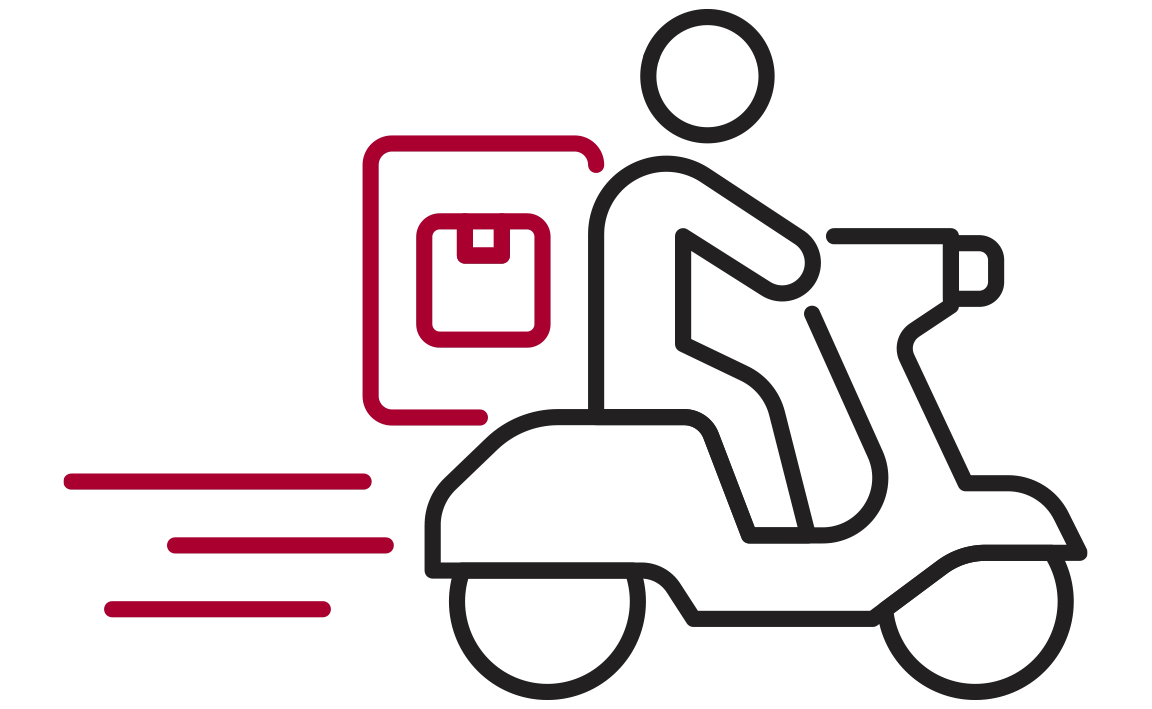 Ninja delivering parcel icon